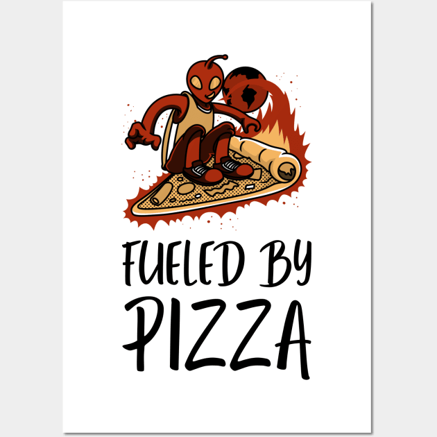 Alien Love Pizza Wall Art by InkyArt